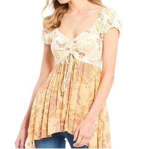 Free People La Bomba babydoll handkerchief floral color block top size medium
